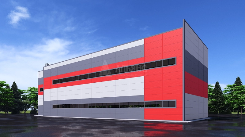 3D визуализация Производственное здание из сэндвич-панелей  - фото 2